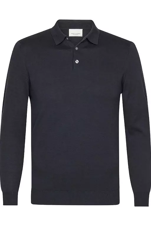 BONEO POLOSHIRT MÖRKBLÅ MERINOULL