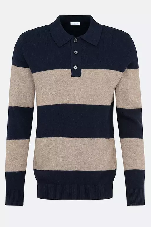 MATEO TRÖJA MÖRKBLÅ/BEIGE RAND